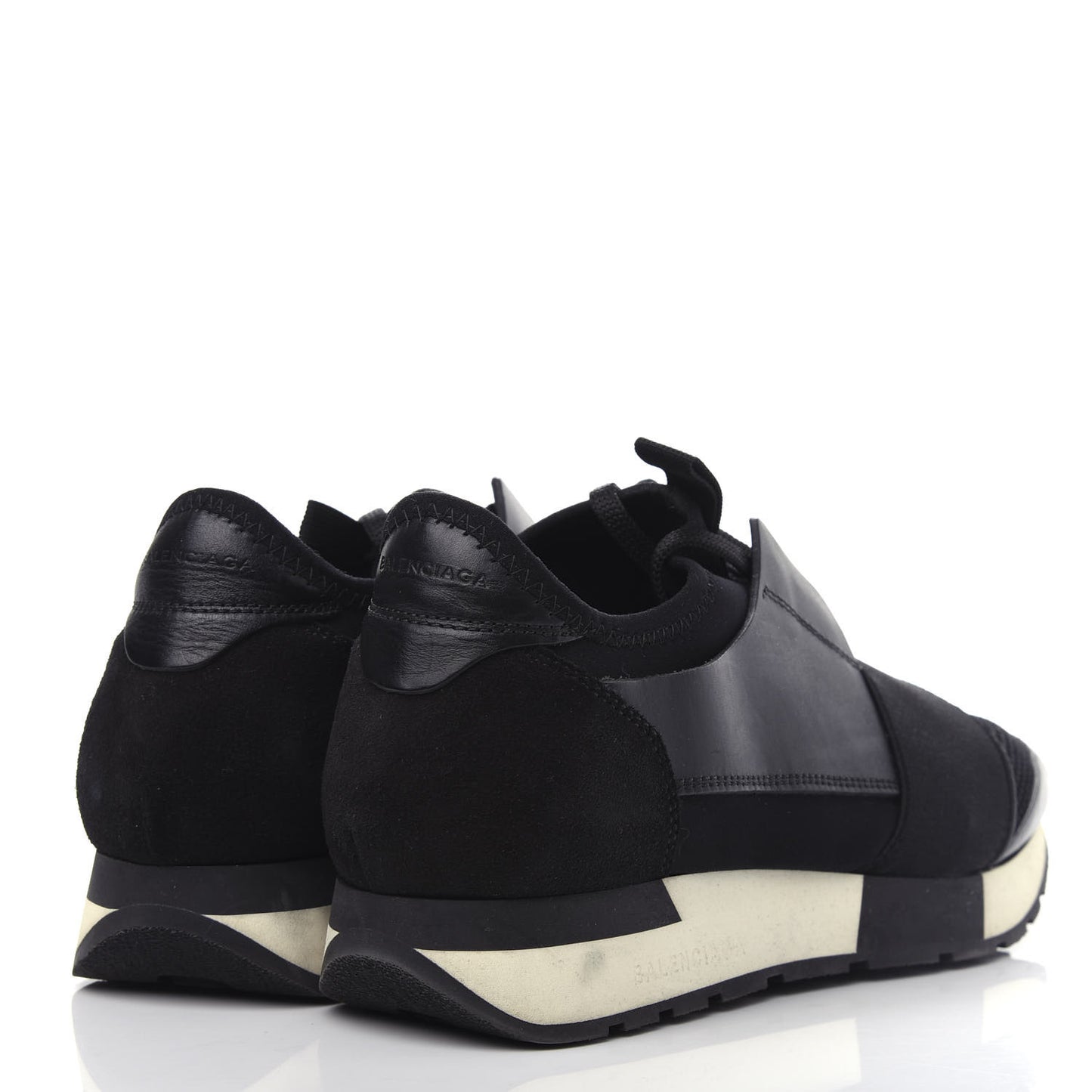 Mesh Calfskin Neoprene Suede Womens Race Runner Sneakers 37 Black