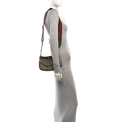 Gucci GG Supreme Monogram Textured Dollar Calfskin Web Small Ophidia GG Handbag Beige Ebony New Acero 2 of 11