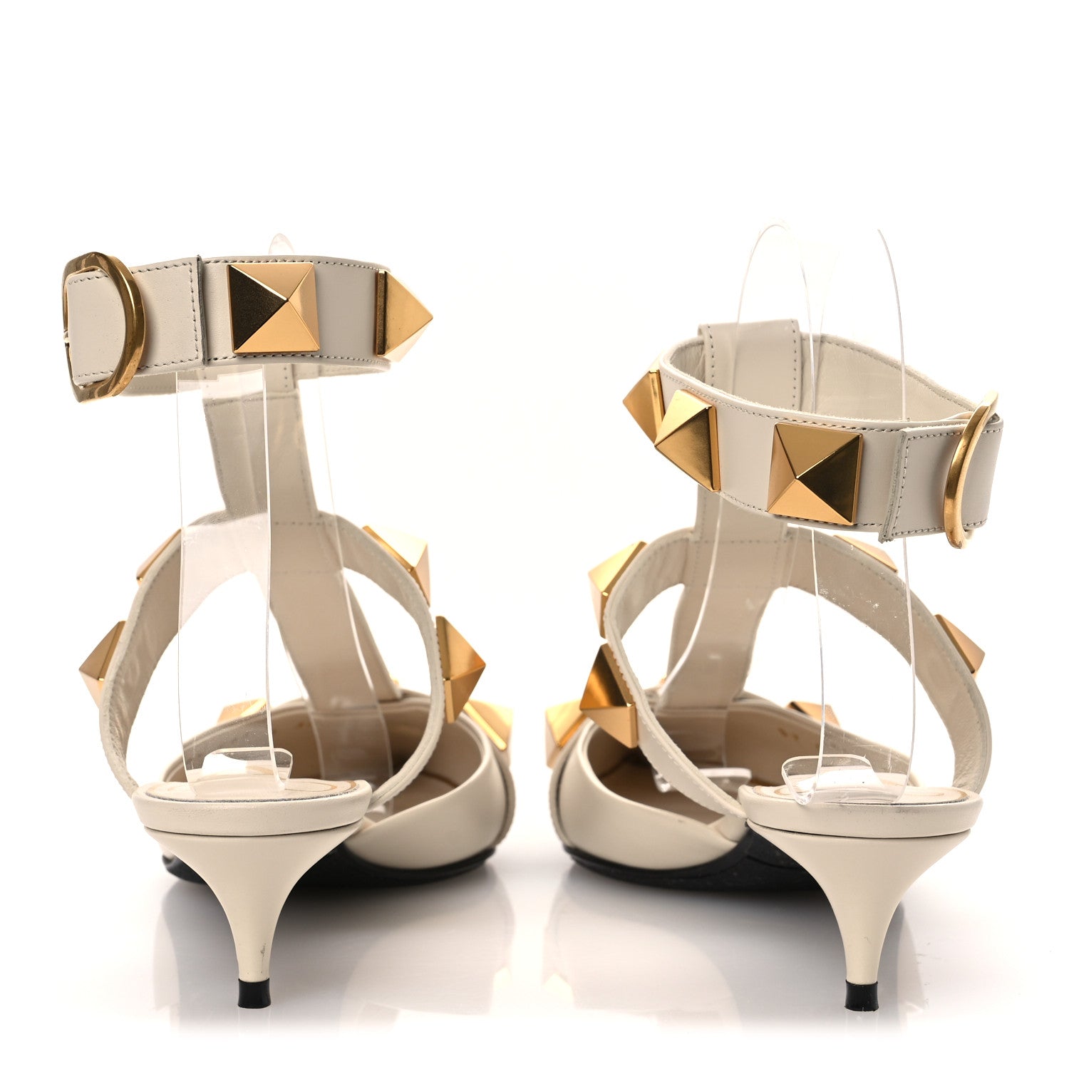 Valentino Garavani Calfskin Roman Stud Ankle Strap 40mm Pumps 35 White 6 of 12