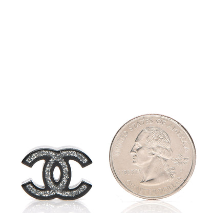 Chanel Resin CC Earrings Silver Black 2 of 7