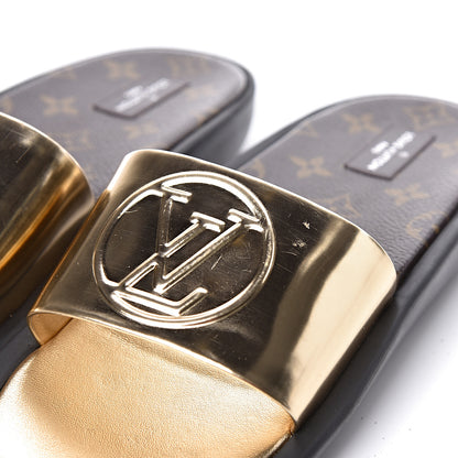 Louis Vuitton Calfskin Monogram Metallic Sunbath Slide Sandals 40 Gold 12 of 12