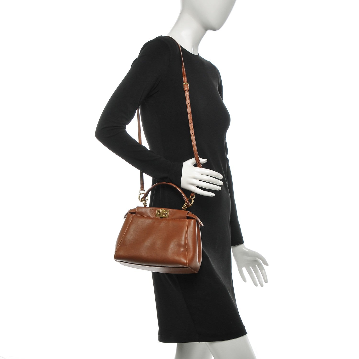 Fendi Nappa Mini Peekaboo Iconic Satchel Corteccia 2 of 6