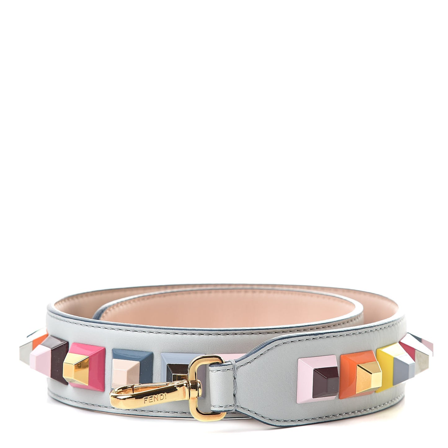 Vitello Dolce Plexiglass Bi-Color Studded Strap You Grigio Perla Plaster Multicolor