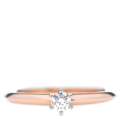 Tiffany Platinum 18K Rose Gold Diamond .16ct Solitaire Engagement Ring 50 5.25 1 of 6