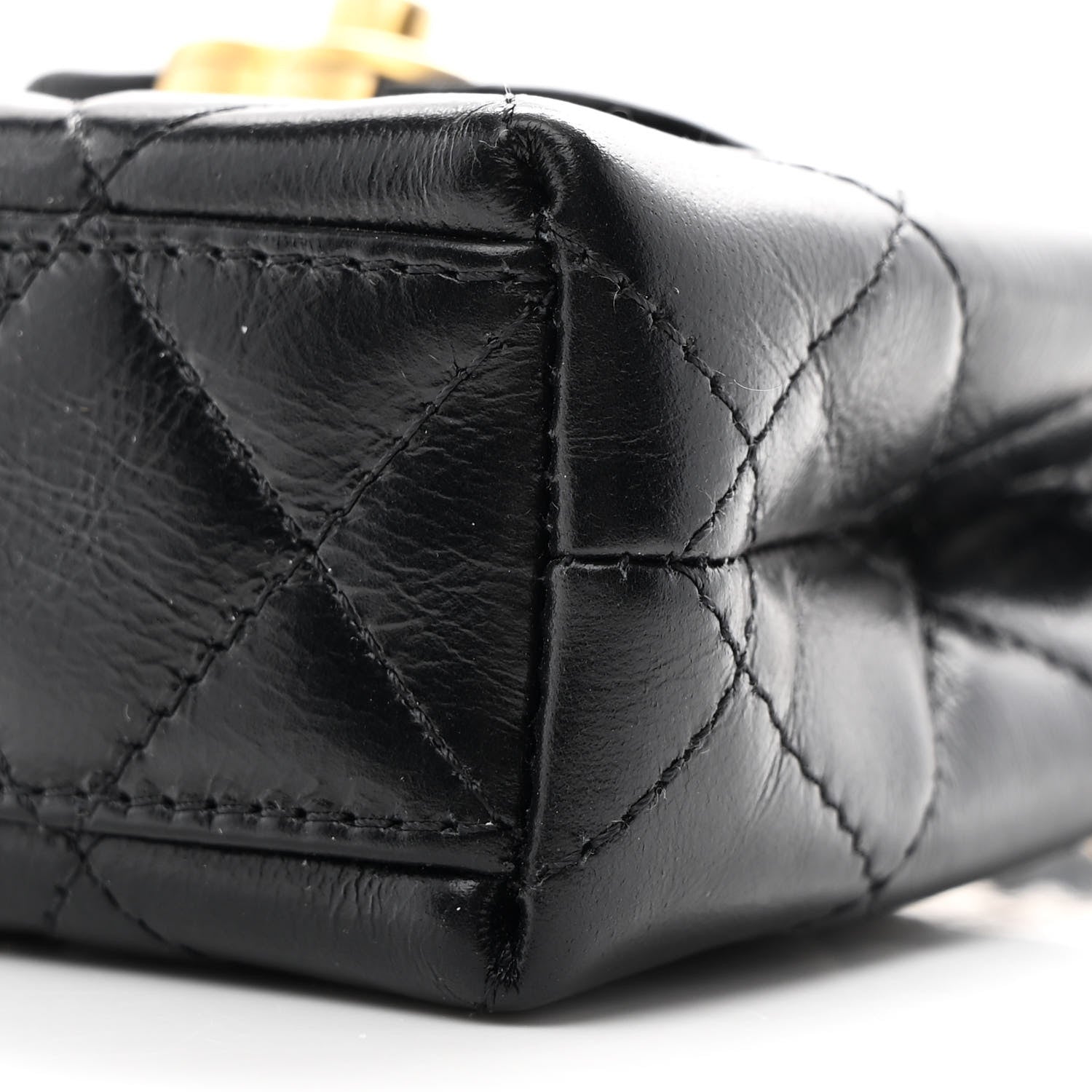 Chanel Shiny Aged Calfskin Quilted Mini Nano Kelly Shopper Black 9 of 10