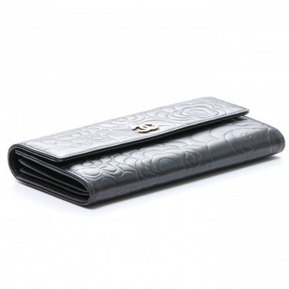 Chanel Lambskin CC Camellia Flap Wallet Black 4 of 9