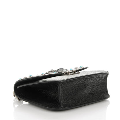 Valentino Garavani Pebbled Calfskin Star Studded Small Lock Flap Black 4 of 6