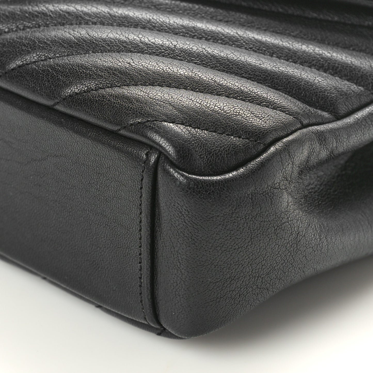 Sheepskin Matelasse Chevron Monogram Medium College Bag Black