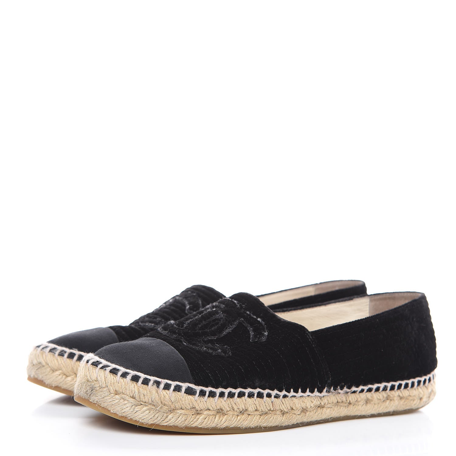 Chanel Velvet Grosgrain CC Espadrilles 42 Black 3 of 14