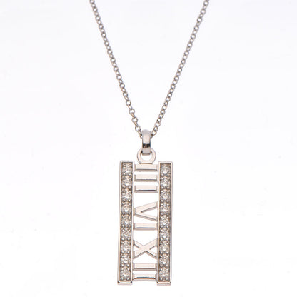 Tiffany 18K White Gold Diamond Atlas Bar Pendant Necklace 4 of 9