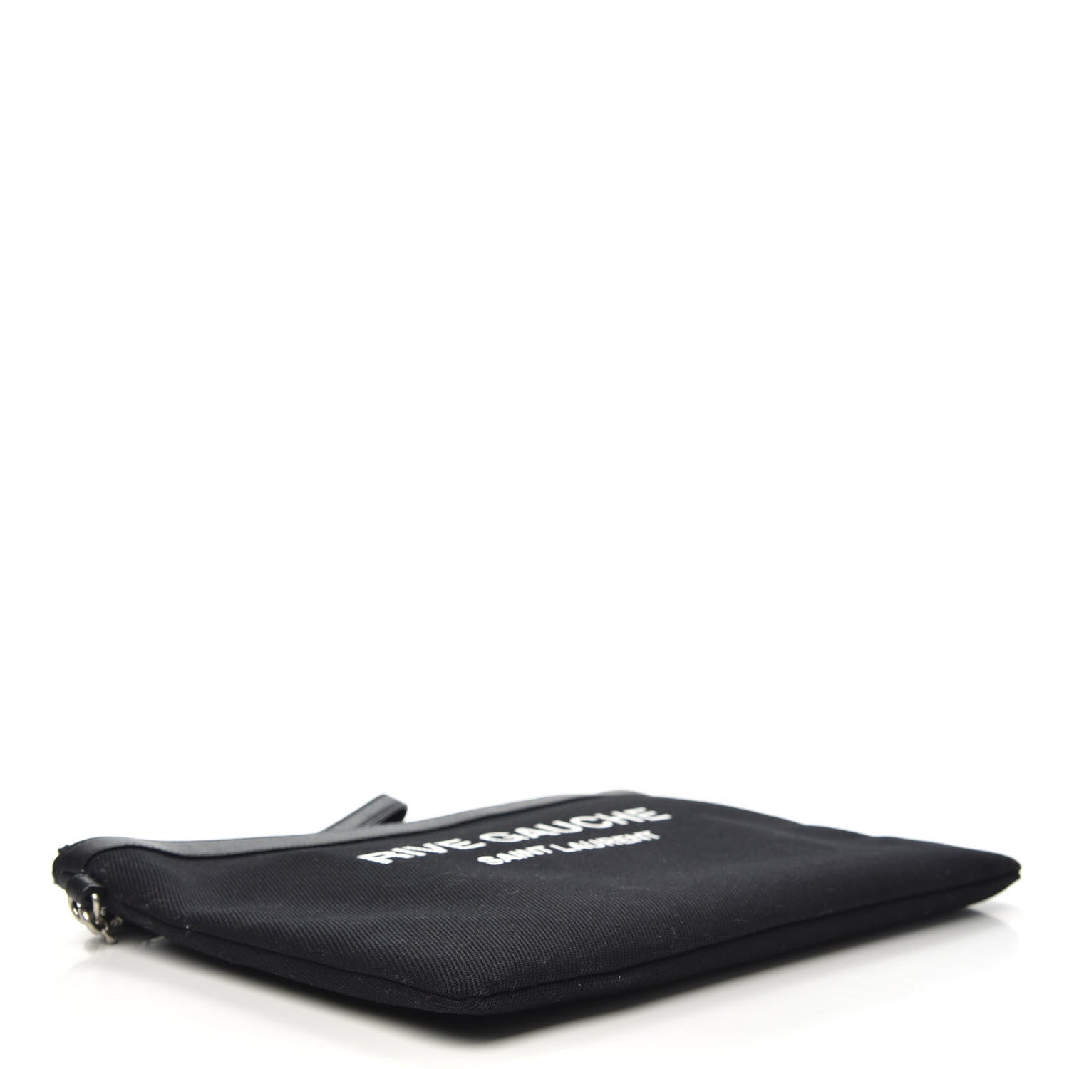 Saint Laurent Linen Canvas Rive Gouche Zipped Pouch Black 5 of 7