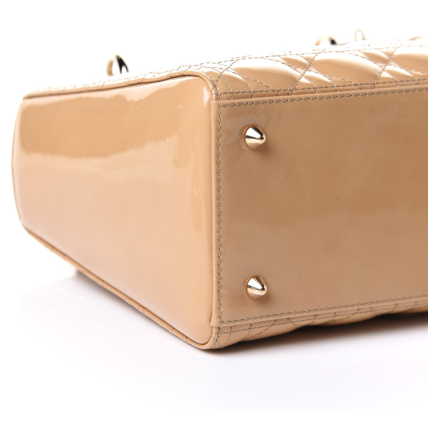 Patent Cannage Medium Lady Dior Beige