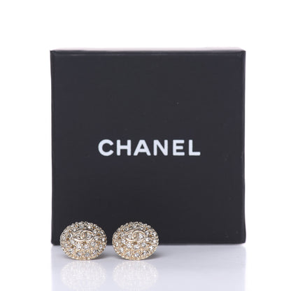 Chanel Crystal Perforated CC Round Earrings Gold 5 of 5