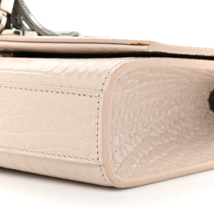 Saint Laurent Calfskin Crocodile Embossed Small Classic Monogram Kate Tassel Satchel Crema Soft 7 of 22