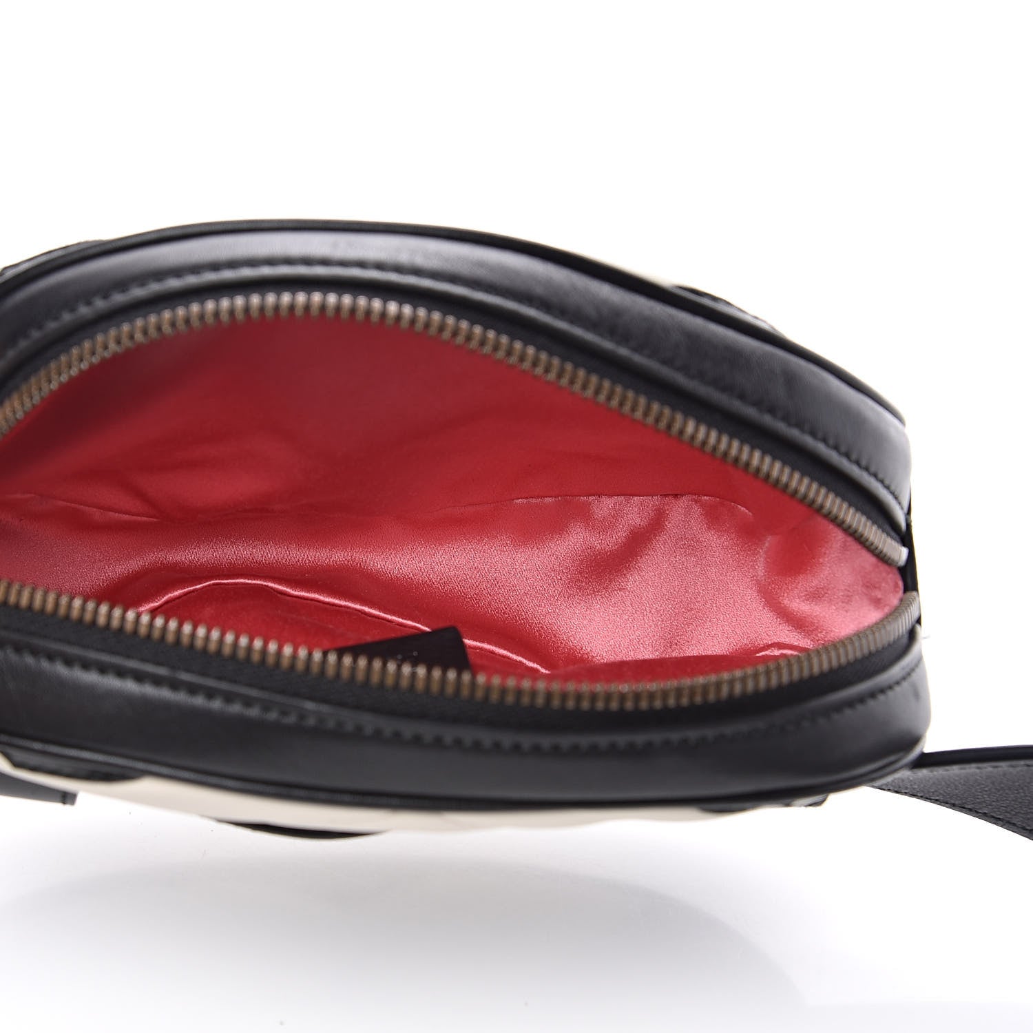 Gucci Calfskin Matelasse GG Marmont Belt Bag 85 34 Black White 5 of 12