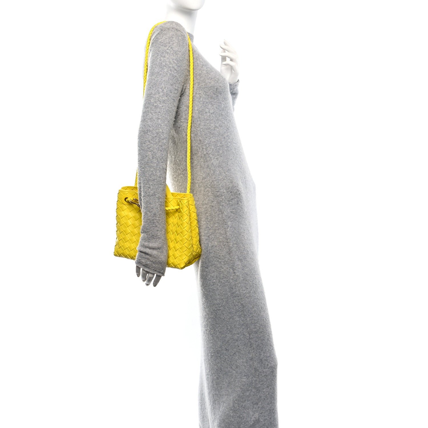 Bottega Veneta Nappa Intrecciato Small Andiamo Shoulder Bag Sulfur 2 of 9