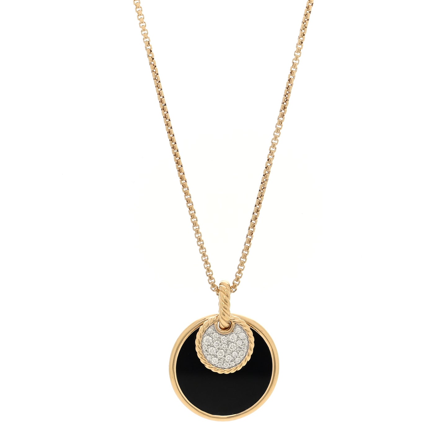 18K Yellow Gold Diamond Black Onyx Mother of Pearl Medium Reversible Elements Necklace