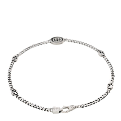 Gucci Sterling Silver Enamel Thin Interlocking G Bracelet Black 2 of 3