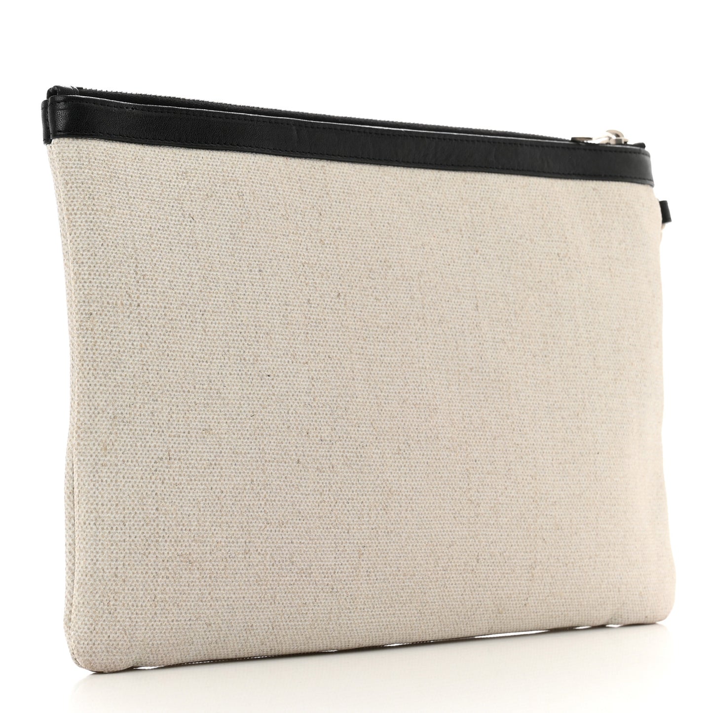 Linen Canvas Rive Gauche Zipped Pouch Optic White