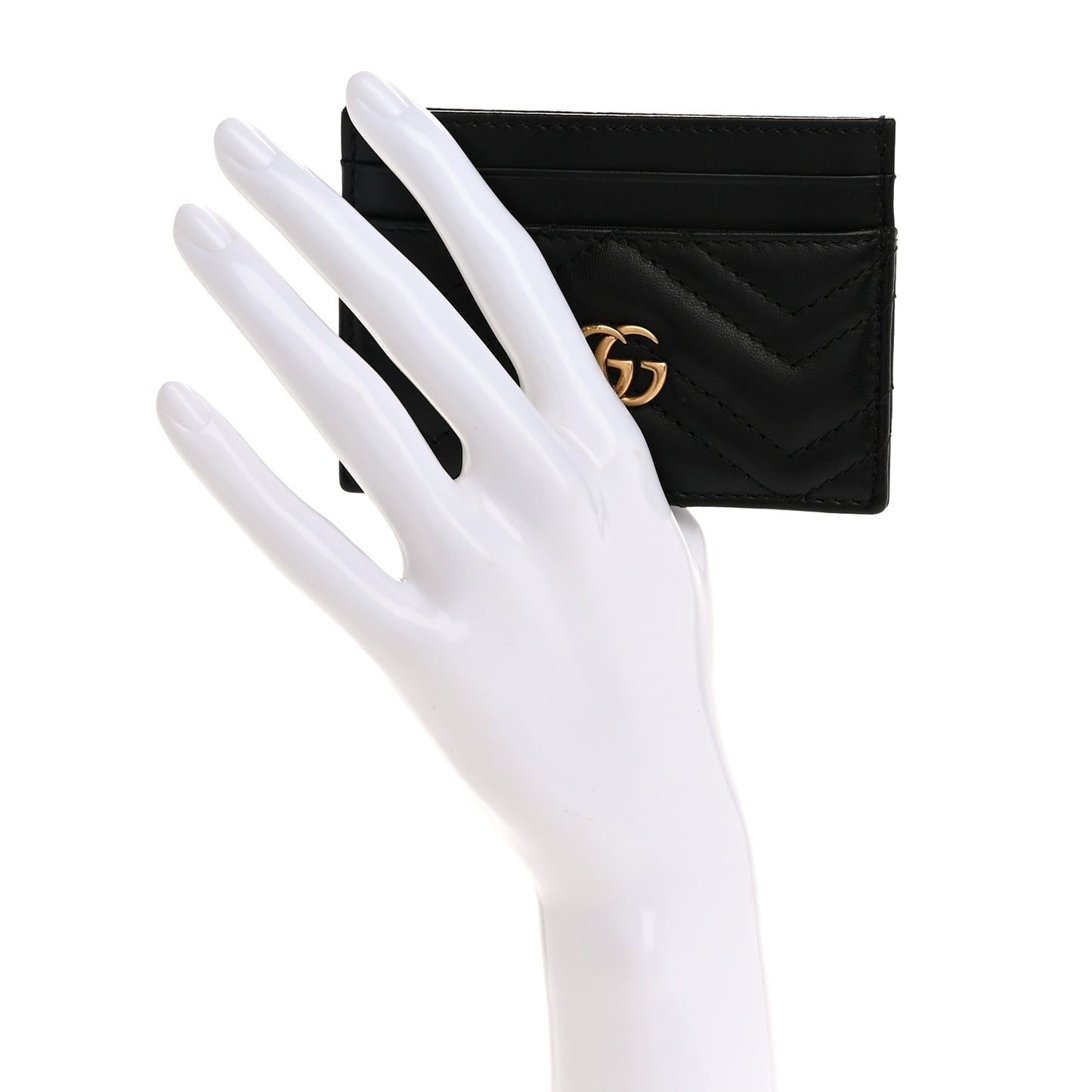 Calfskin Matelasse GG Marmont Card Holder Black