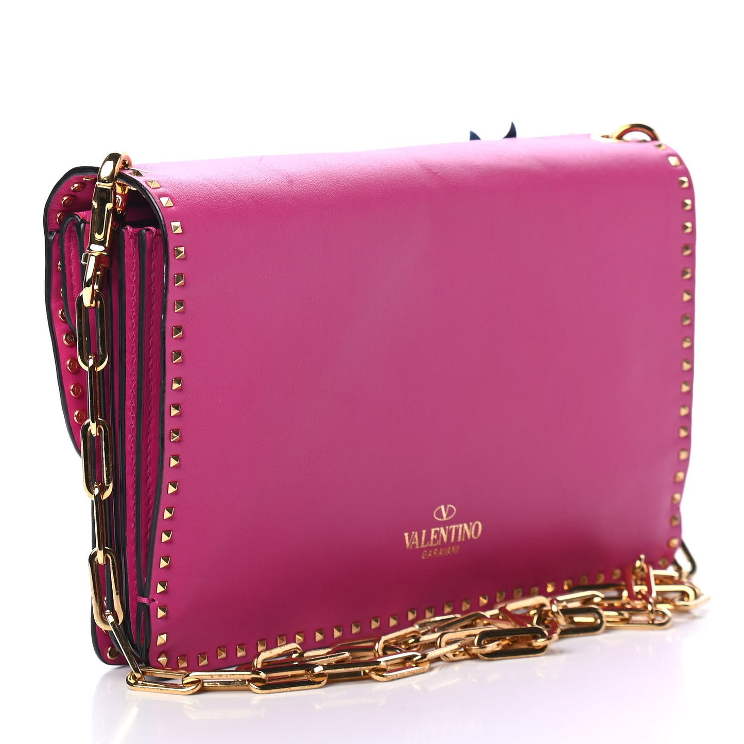Calfskin Palm Trees Rockstud Cabana Shoulder Bag Deep Cyclamin