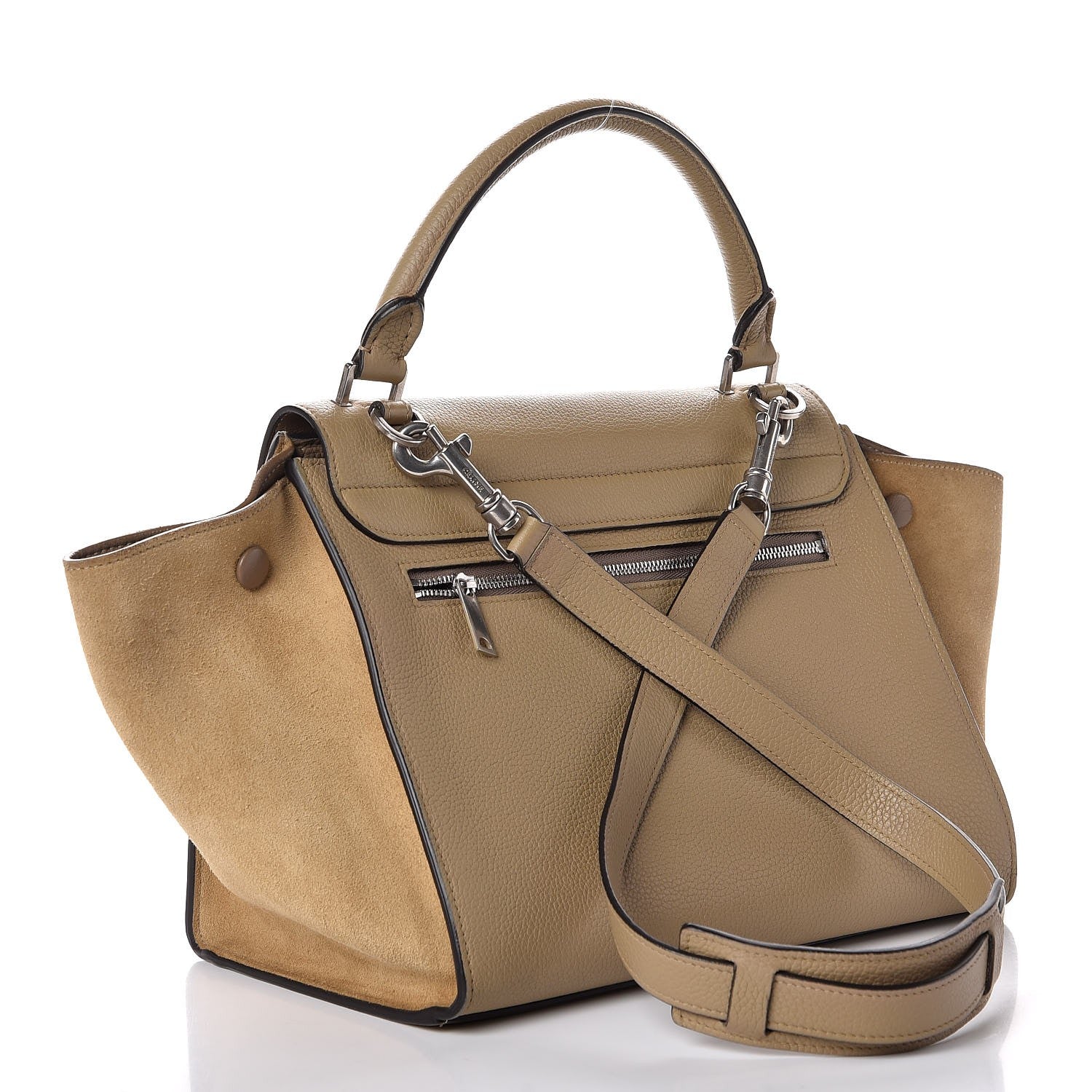 Celine Drummed Calfskin Suede Small Trapeze Dune 4 of 7