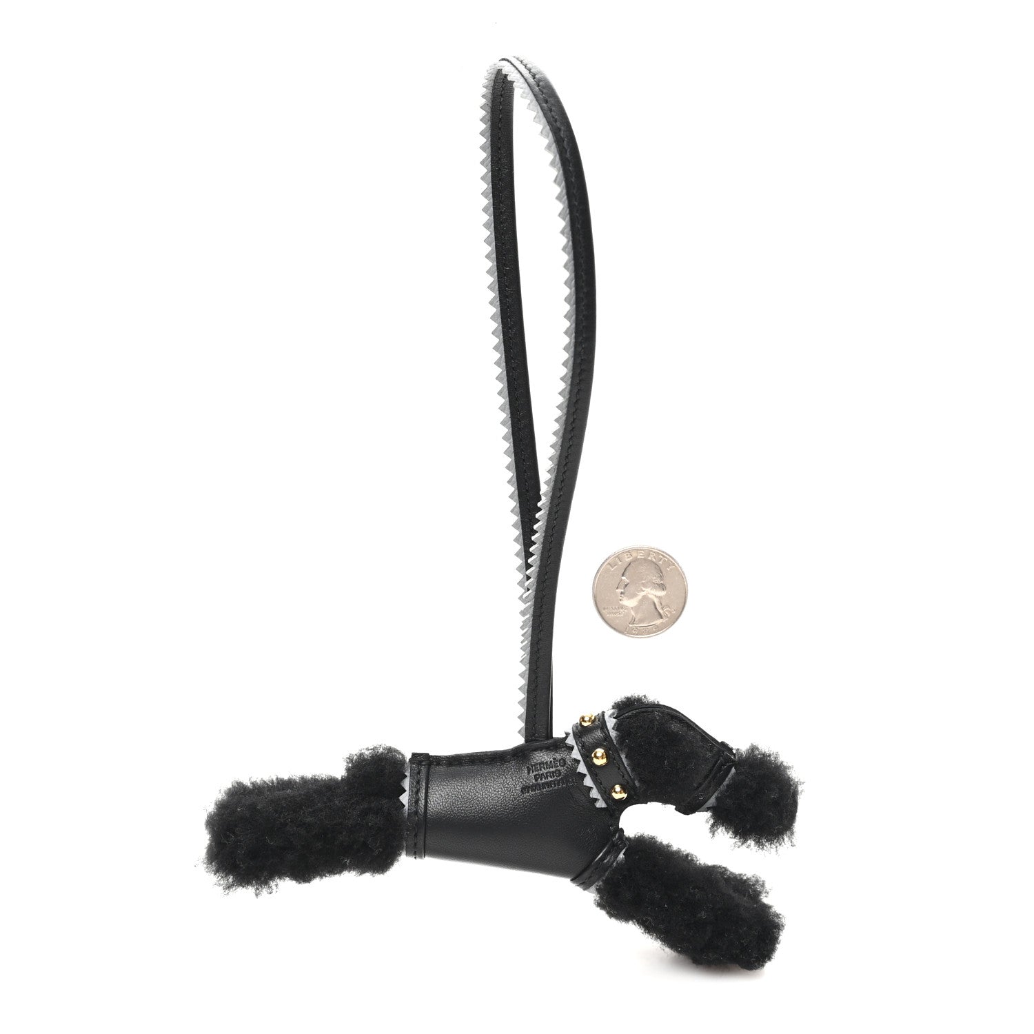 Hermes Milo Lambskin Epsom Shearling Budy Apic Charm Black Gris Pantin 2 of 4