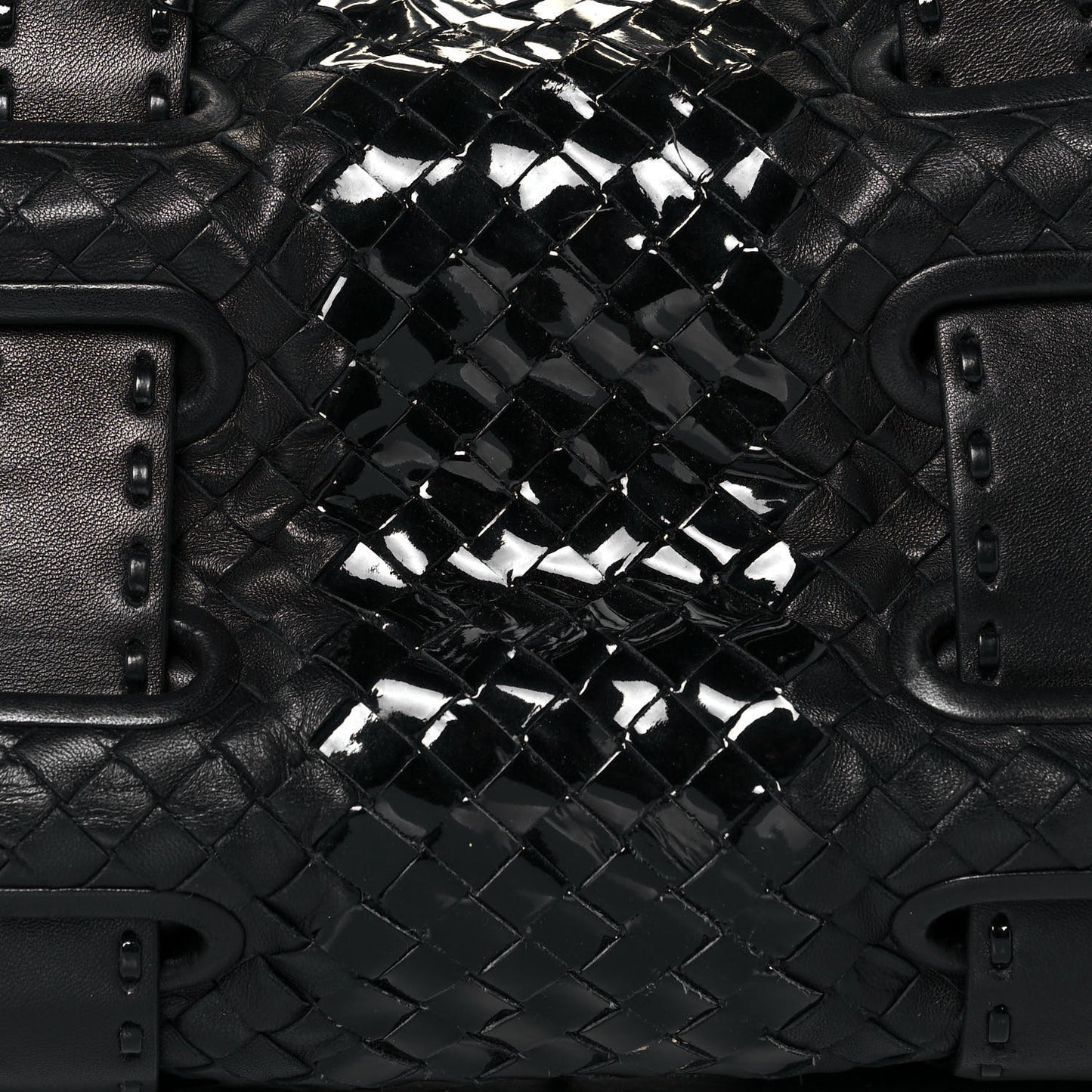 Patent Nappa Intrecciato Satchel Black