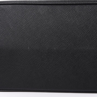 Prada Saffiano Cuir Large Double Bag Black Fuoco 10 of 13