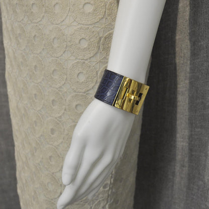 Hermes Matte Crocodile Kelly Dog Cuff Bleu de Malte 4 of 7