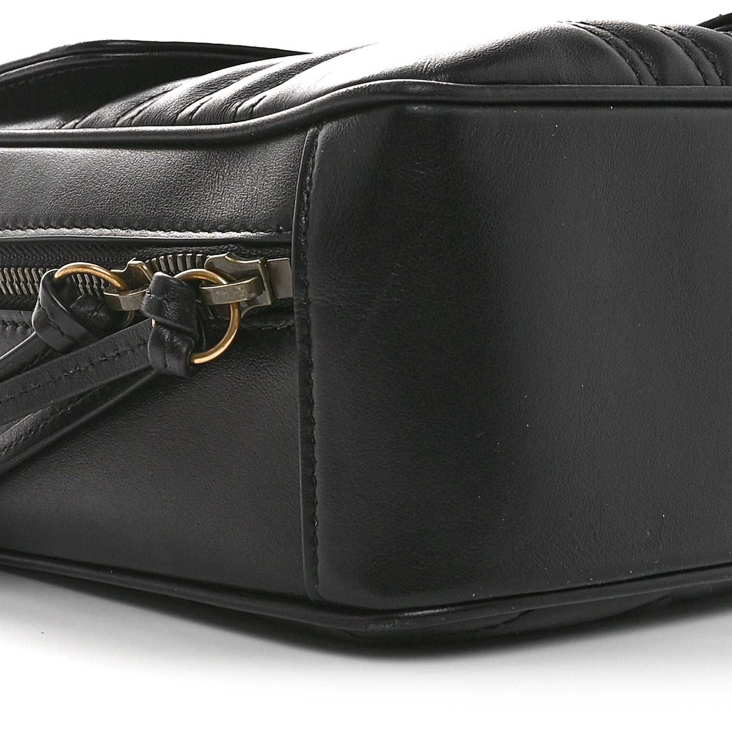 Gucci Calfskin Matelasse Sylvie Web Small GG Marmont Top Handle Shoulder Bag Black 9 of 10