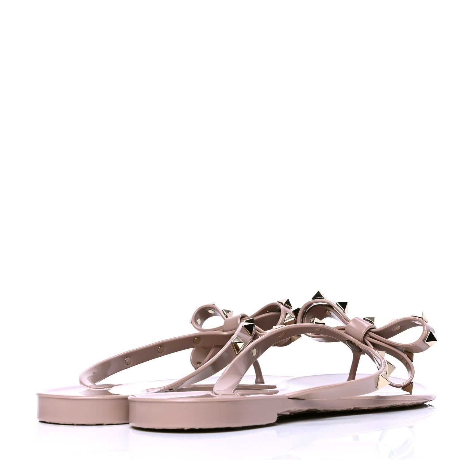 Valentino Garavani PVC Jelly Rockstud Bow Thong Sandals 39 Poudre 3 of 4