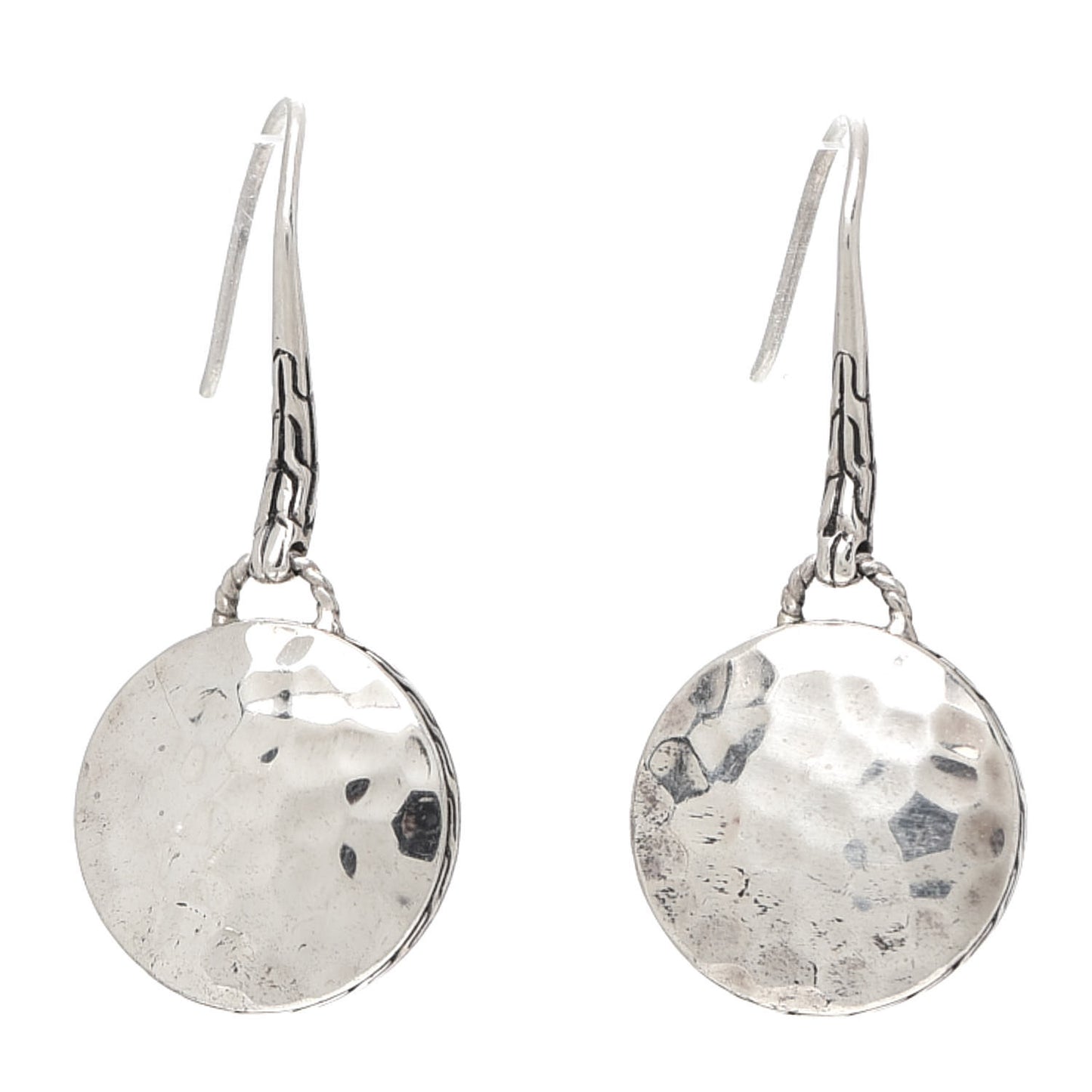 Sterling Silver Dot Hammered Drop Earrings