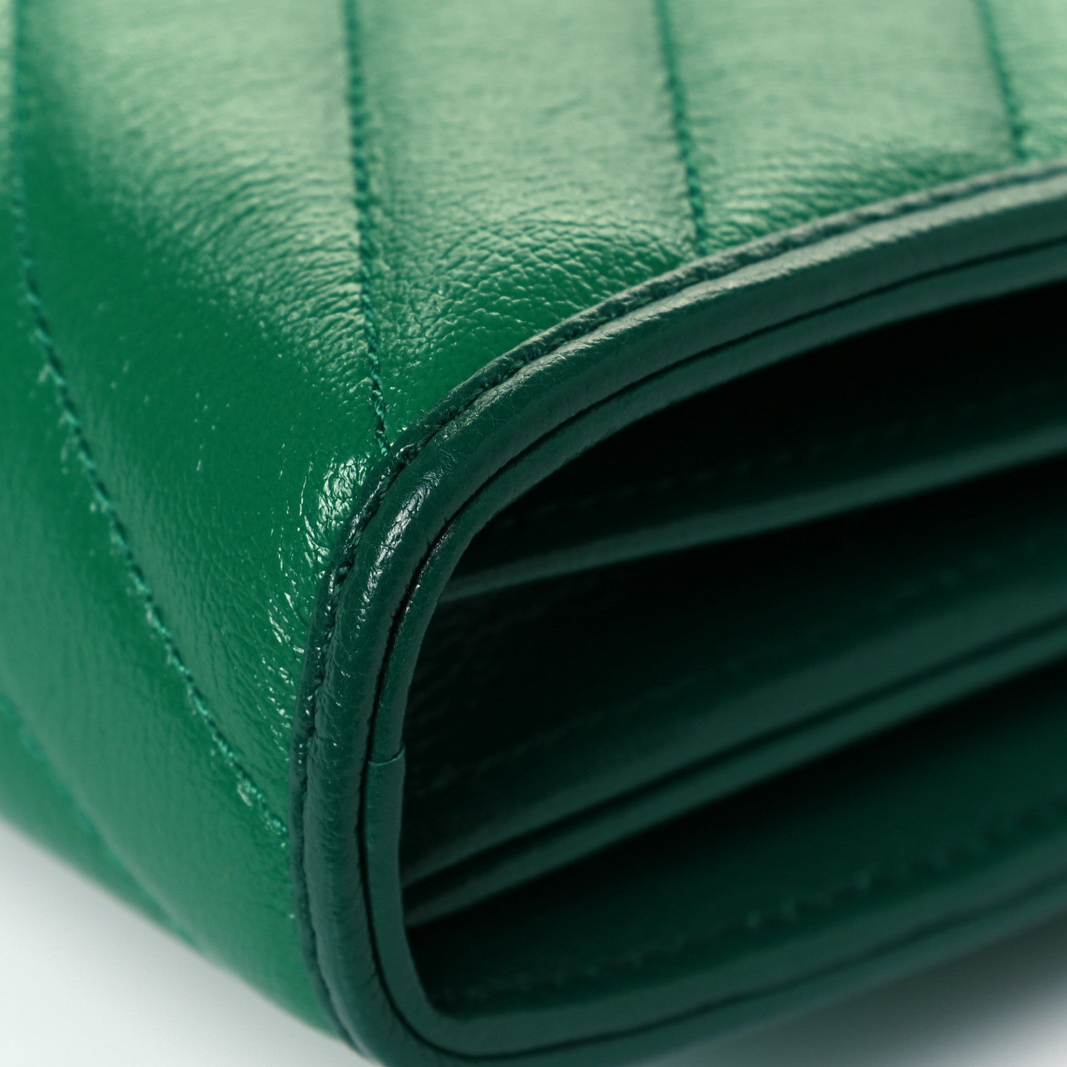 Gucci Azalea Calfskin Enamel Matelasse Diagonal Torchon GG Marmont Chain Wallet New Shamrock Emerald 9 of 10
