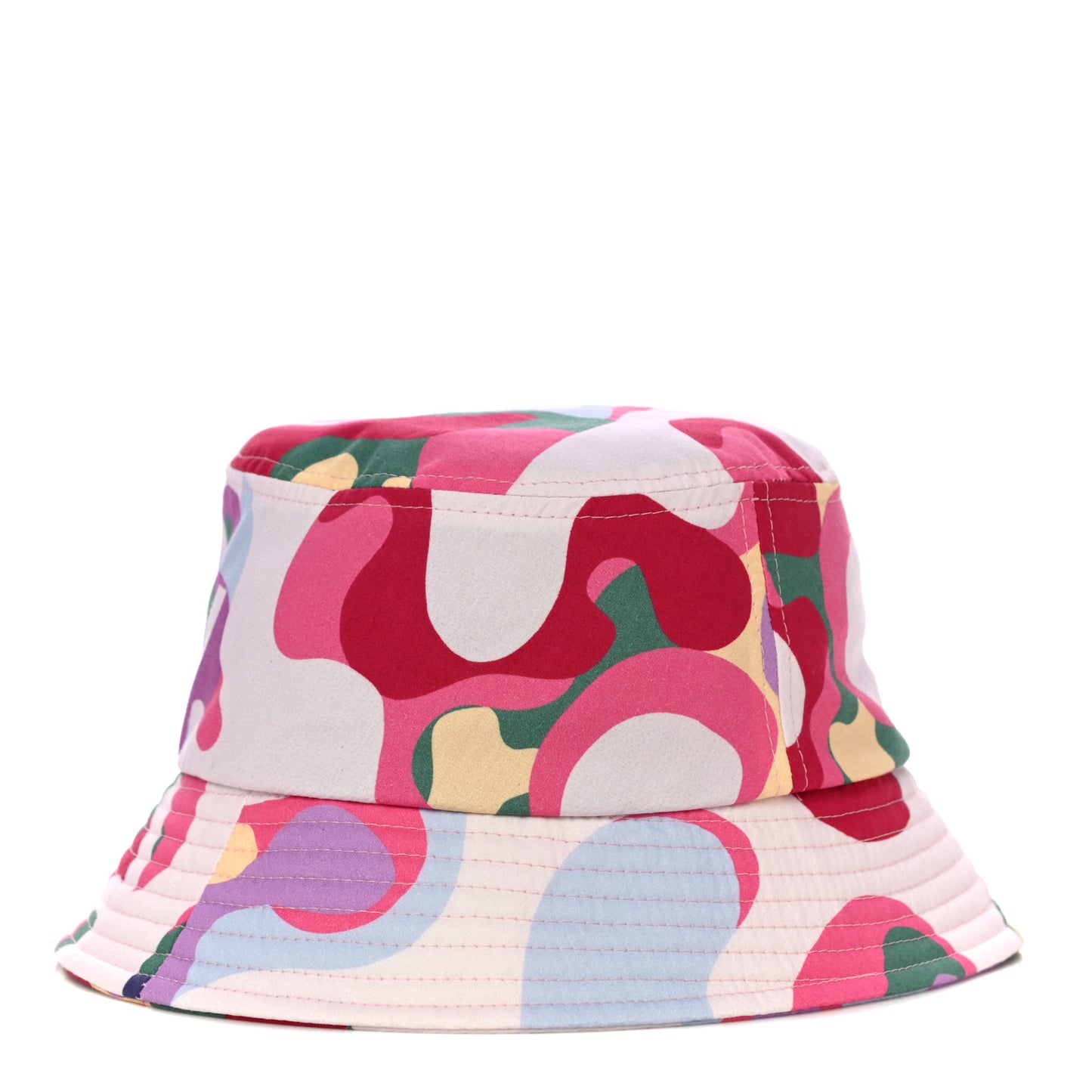 Cotton Camo Print Bucket Hat M Pink Green Yellow Purple