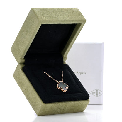 Van Cleef & Arpels 18K Rose Gold Gray Mother of Pearl Vintage Alhambra Pendant Necklace 6 of 6