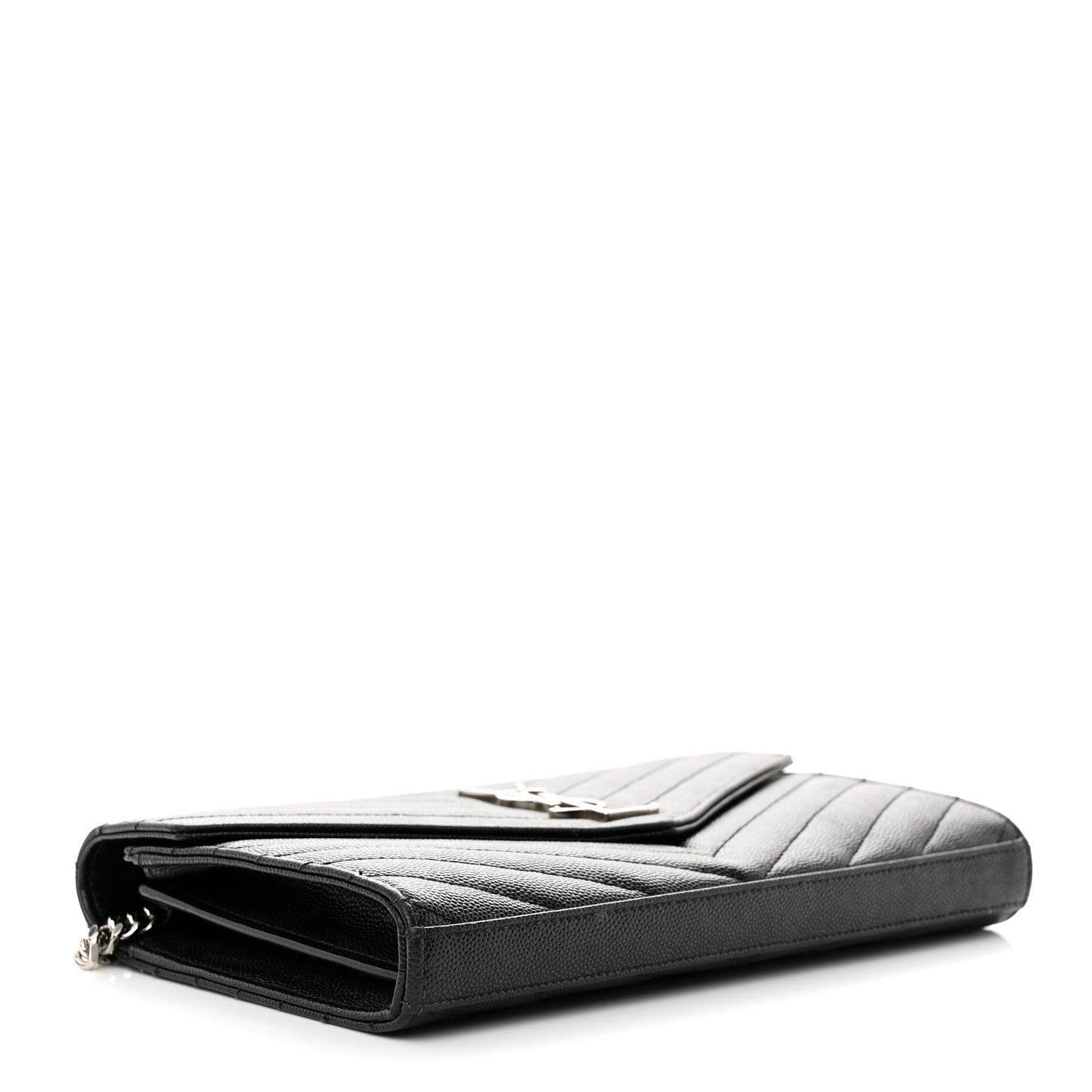 Grain De Poudre Matelasse Chevron Monogram Chain Wallet Black