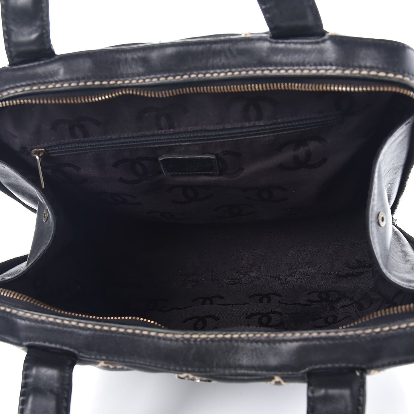 Calfskin Contrast Stitch Surpique Bowler Black
