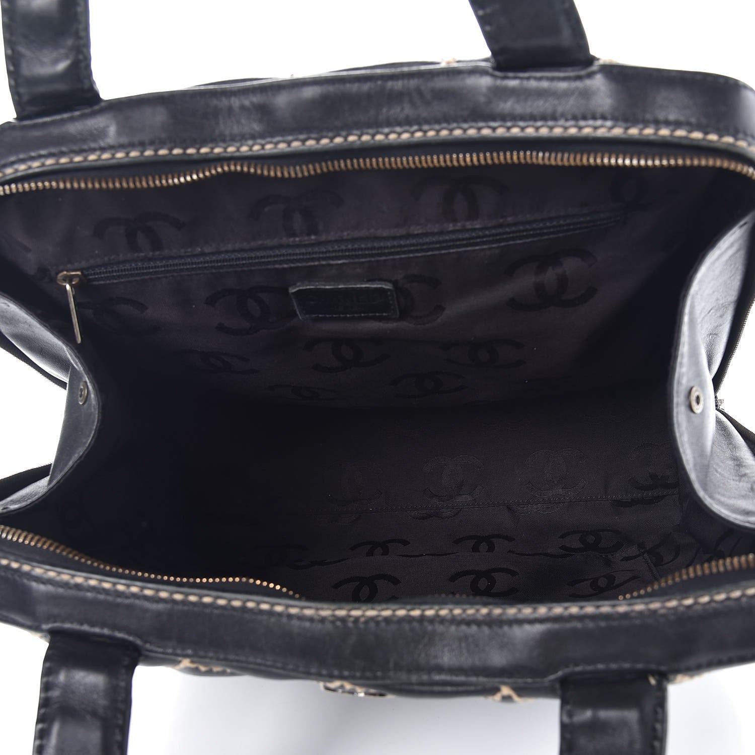 Chanel Calfskin Contrast Stitch Surpique Bowler Black 5 of 14