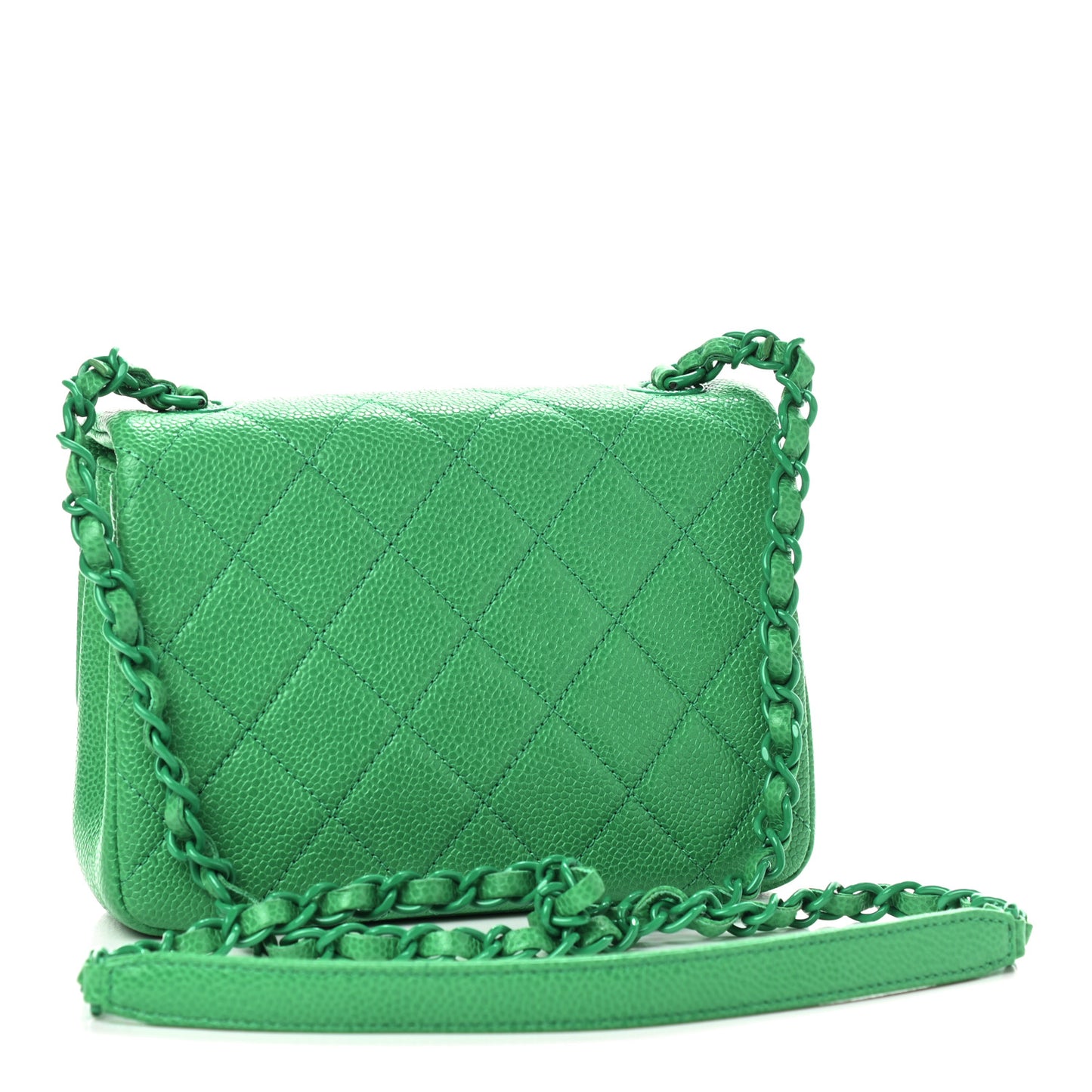 Caviar Quilted Mini Incognito Square Flap Green