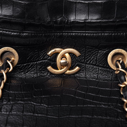 Chanel Calfskin Crocodile Embossed Large Cocodile Shopping Tote Black 10 of 10