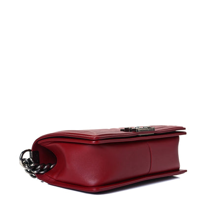 Chanel Calfskin Chevron Quilted Medium Boy Flap Dark Red 4 of 8