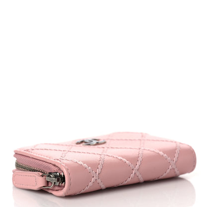 Chanel Lambskin Double Stitch Zip Coin Purse Pink 4 of 9