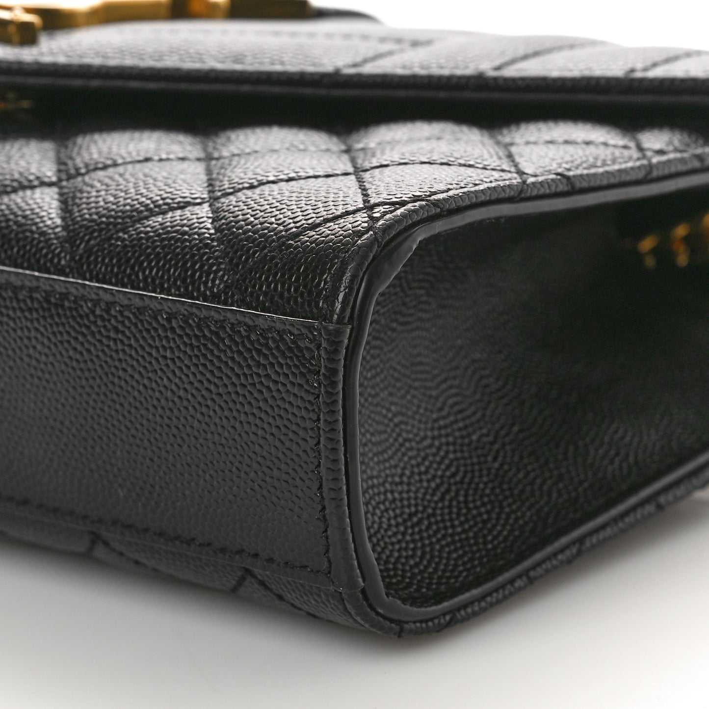Grain De Poudre Textured Mixed Matelasse Triquilt Small Monogram Satchel Black