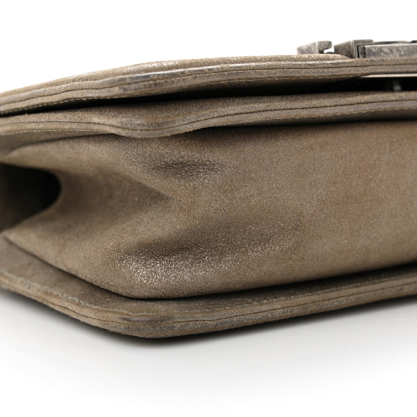 Metallic Lizard Iridescent Calfskin Small Boy Flap Grey