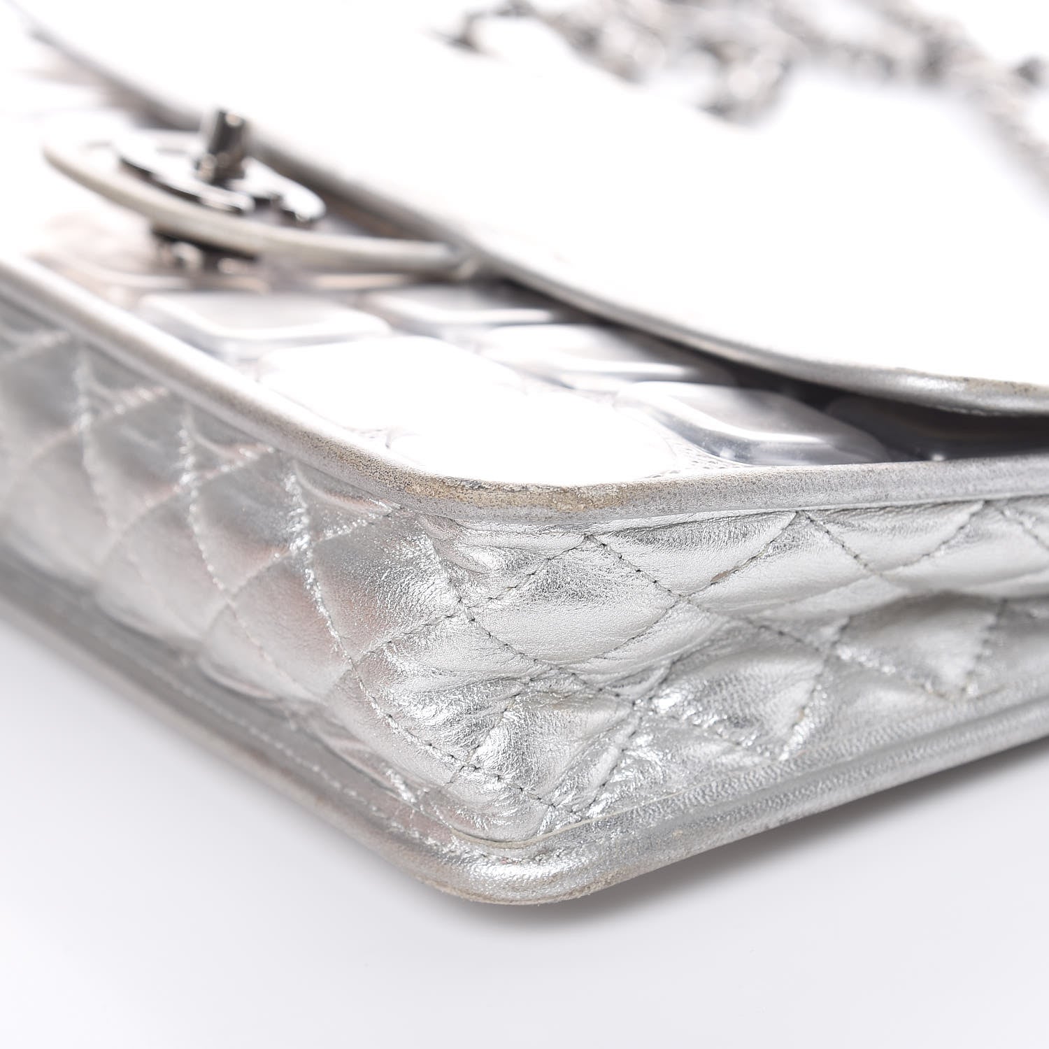 Chanel Vinyl Large Ice Cube Flap Silver 8 of 19