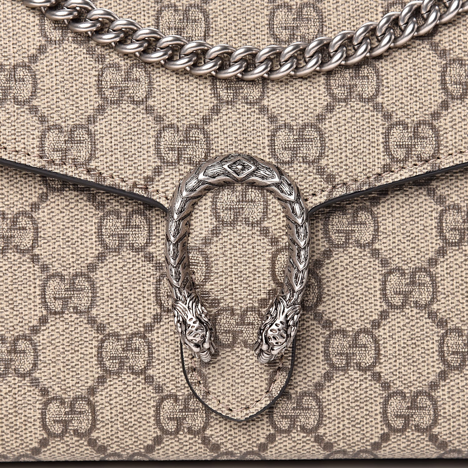 Gucci GG Supreme Monogram Mini Dionysus Chain Wallet Beige Black 8 of 10