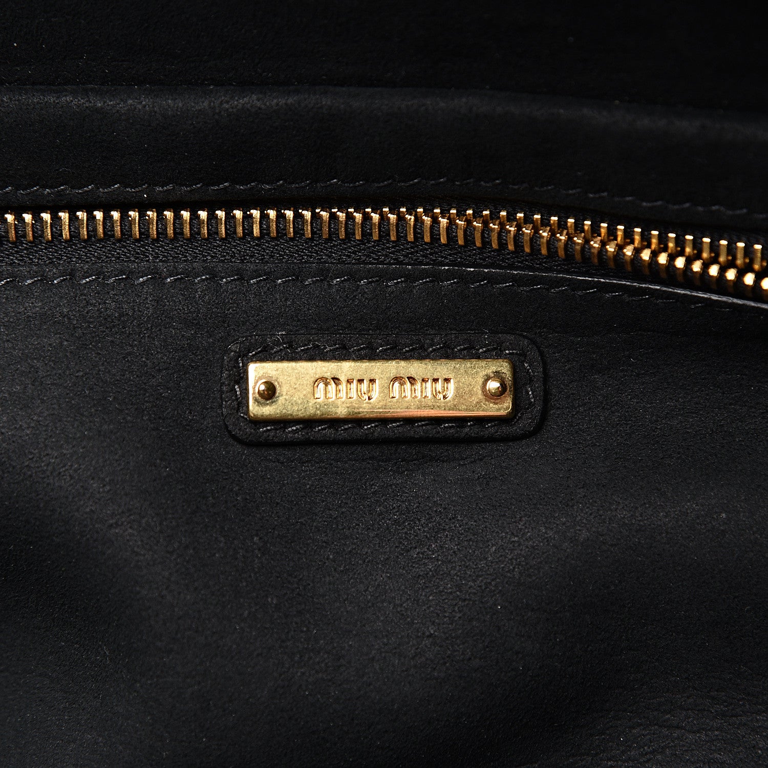 Miu Miu Goatskin Madras Shopper Tote Black 5 of 8