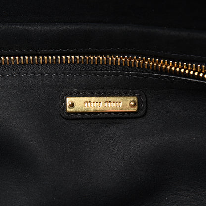 Miu Miu Goatskin Madras Shopper Tote Black 5 of 8