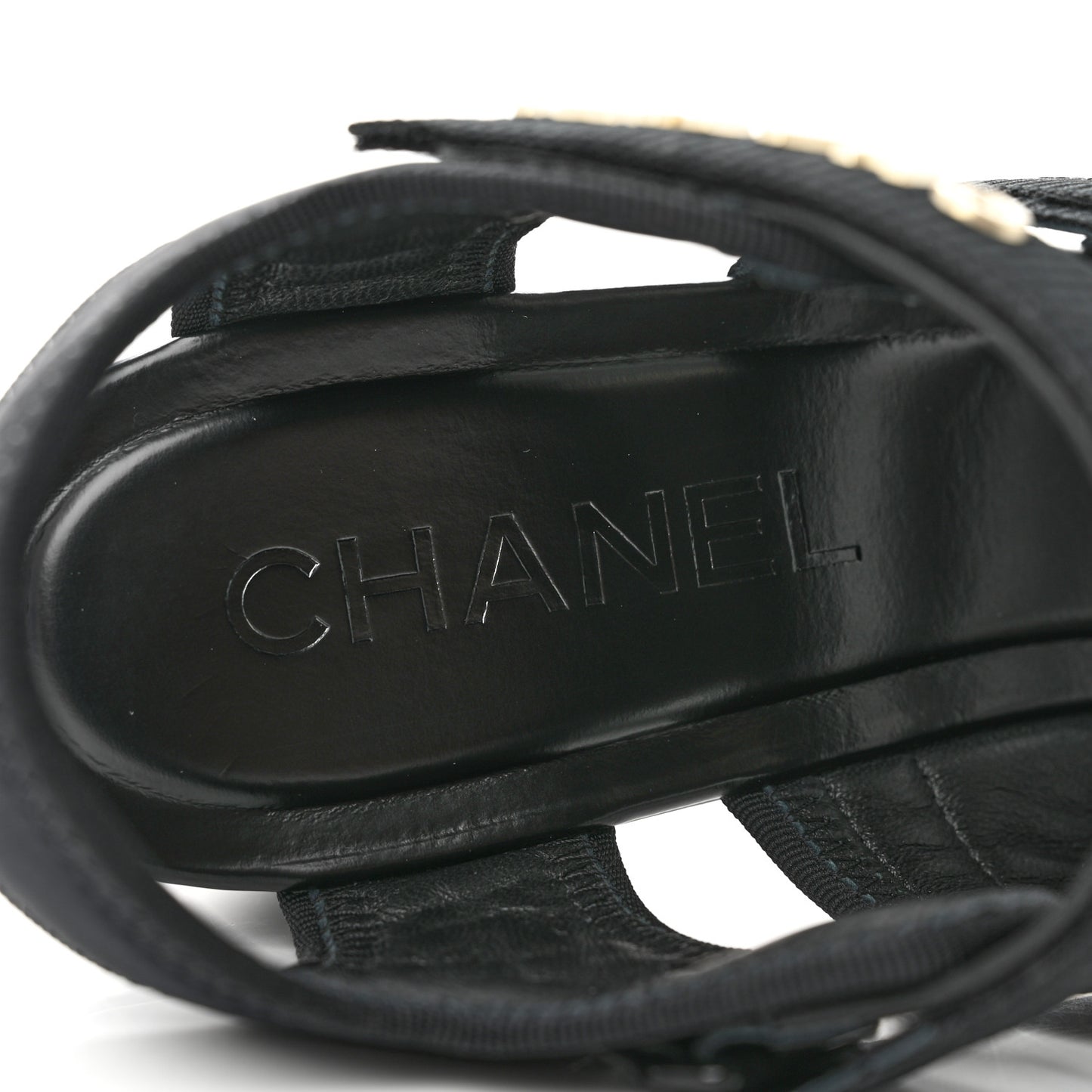 Fabric Metal CC Logo Sandals 40 Black